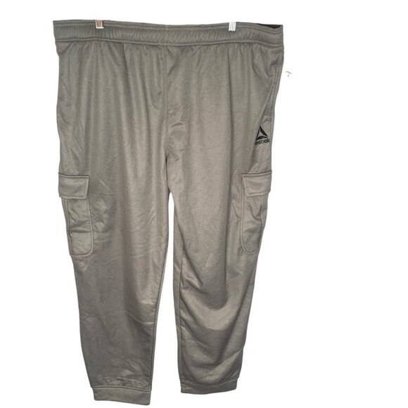 Reebok Pants Mens 3XL Gray Cargo Joggers Fleece Lined Elastic Waist Drawstring - Picture 2 of 16